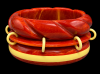 BB539 marbled paprika and custard bakelite bangles, vintage & artisan